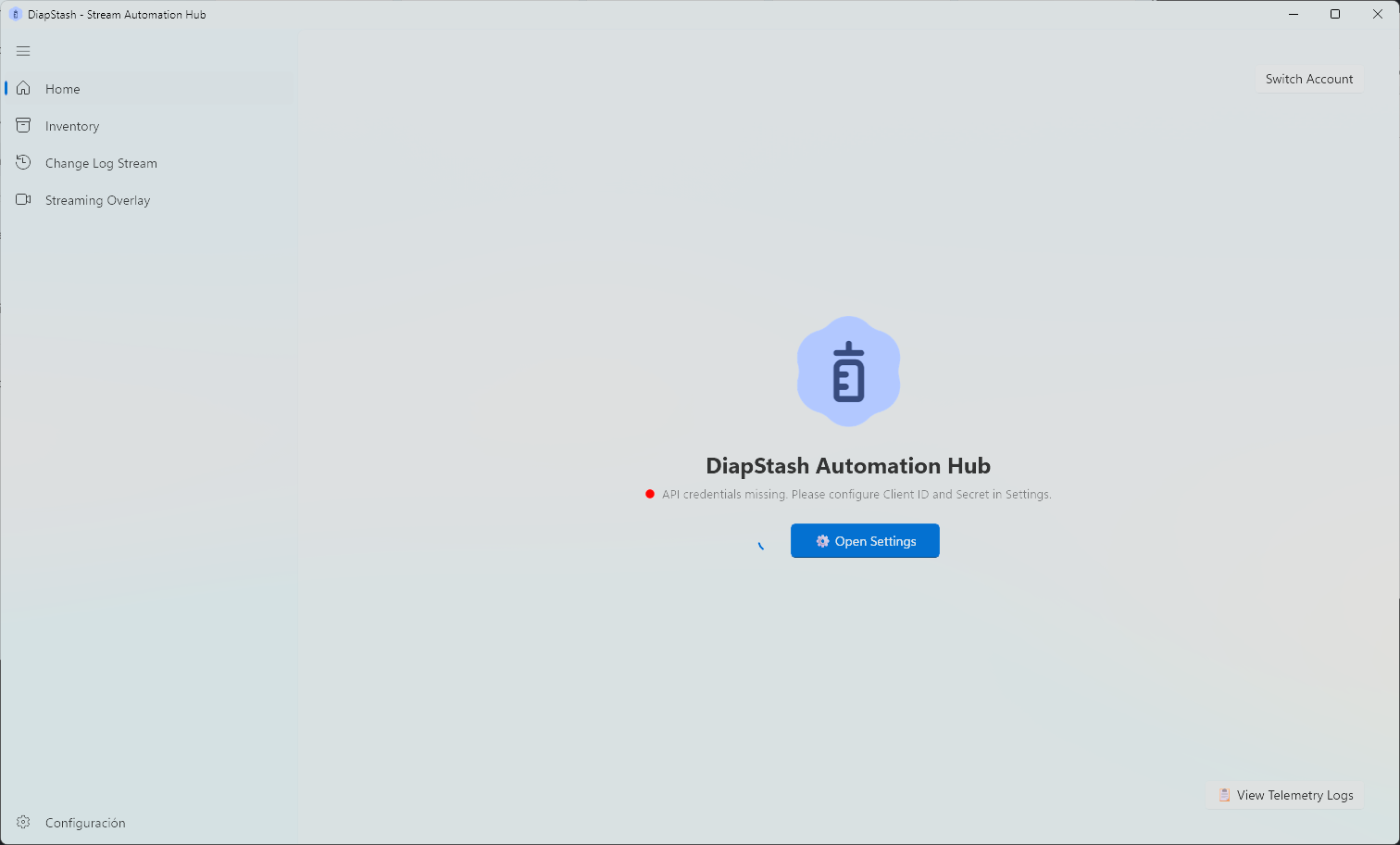 DiapStash Initial Home