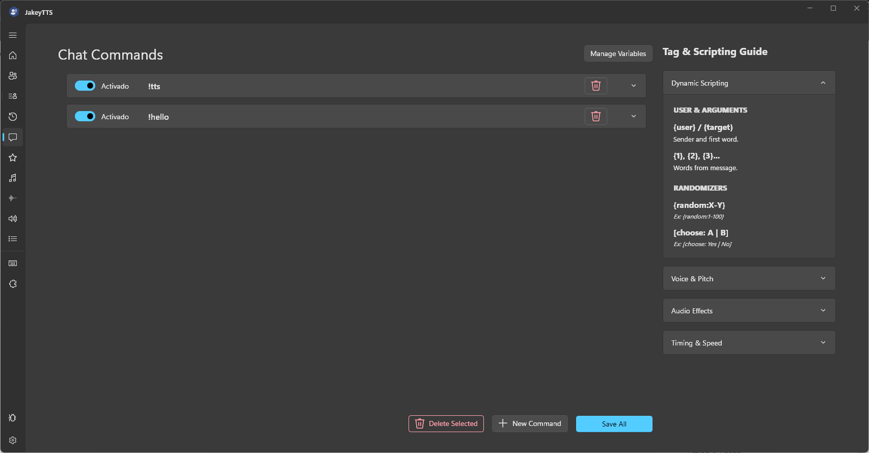 Chat Commands Dashboard