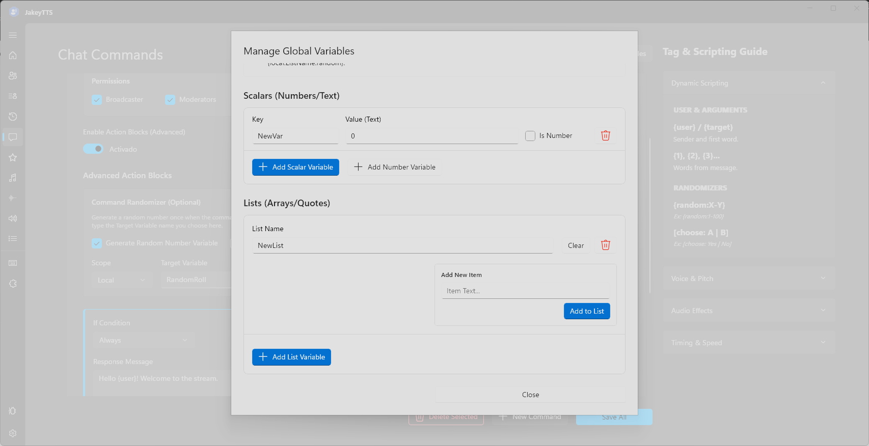 Manage List Variables