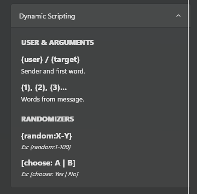 Dynamic Scripting Panel