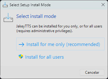 Setup Installation Scope Selection