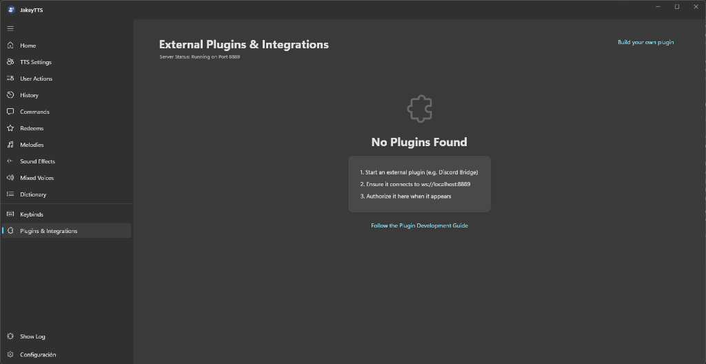 No Plugins Found Screen