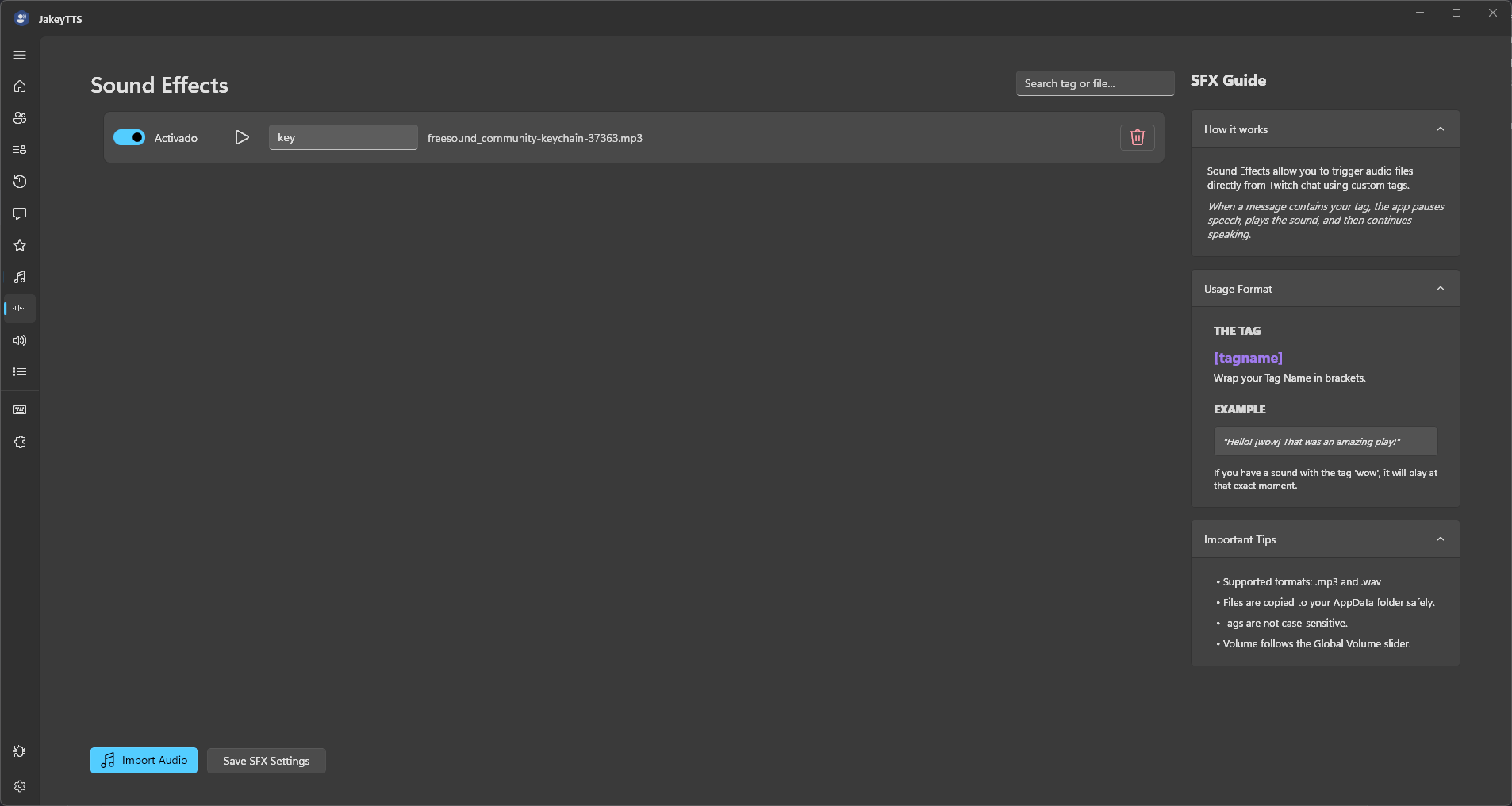 Sound Effects Dashboard