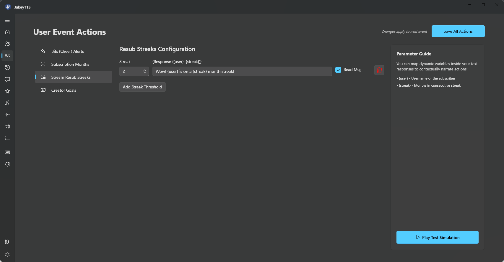 Resub Streaks Configuration